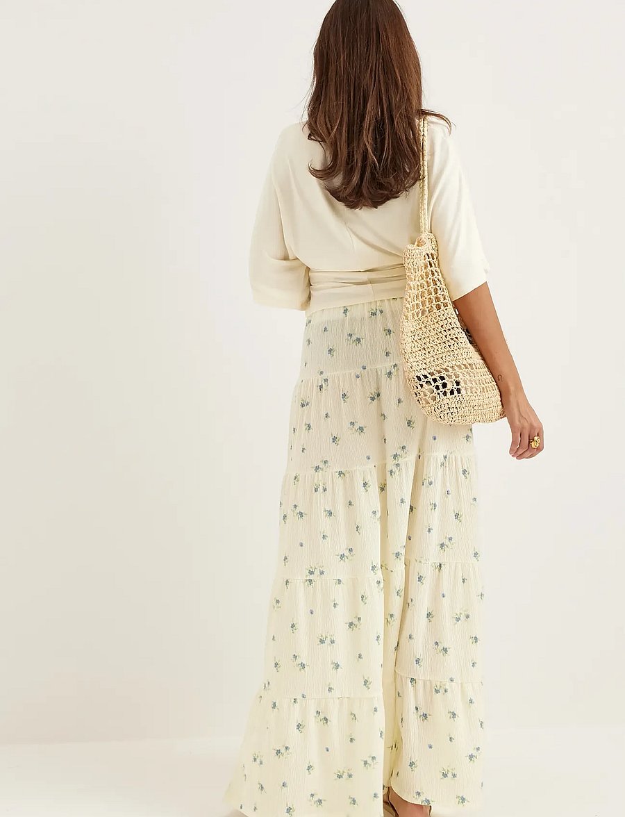 Bubbleroom - Flounce Maxi Skirt - maksiseelikud - blue/floral - 3