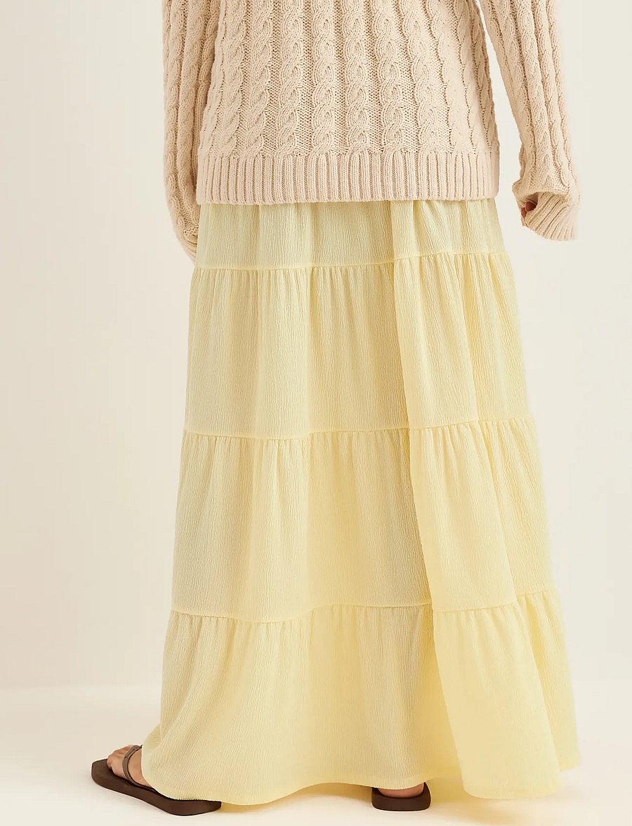 Bubbleroom - Flounce Maxi Skirt - ilgi sijonai - light yellow - 5