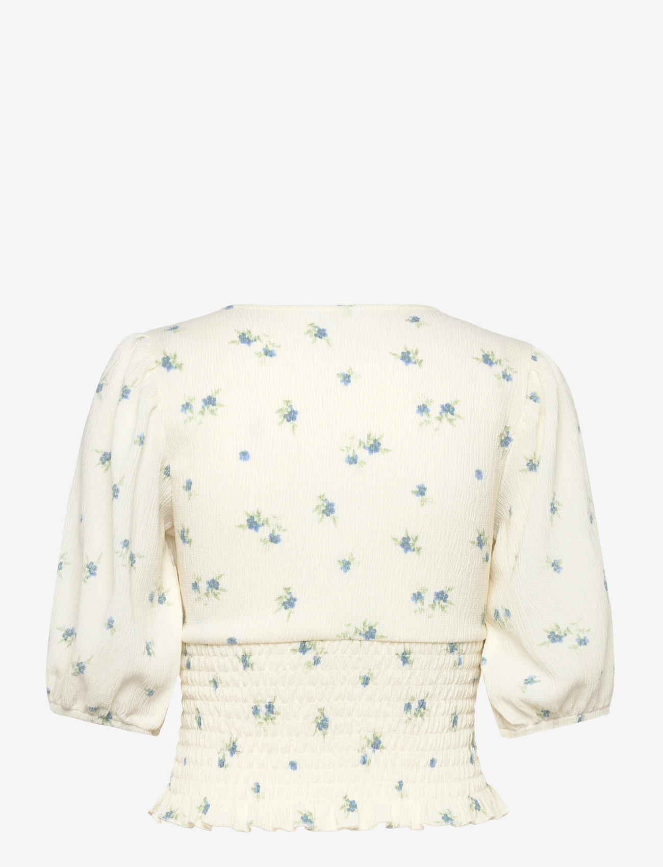 Bubbleroom - V-neck Smock Top - crop tops - blue/floral - 2