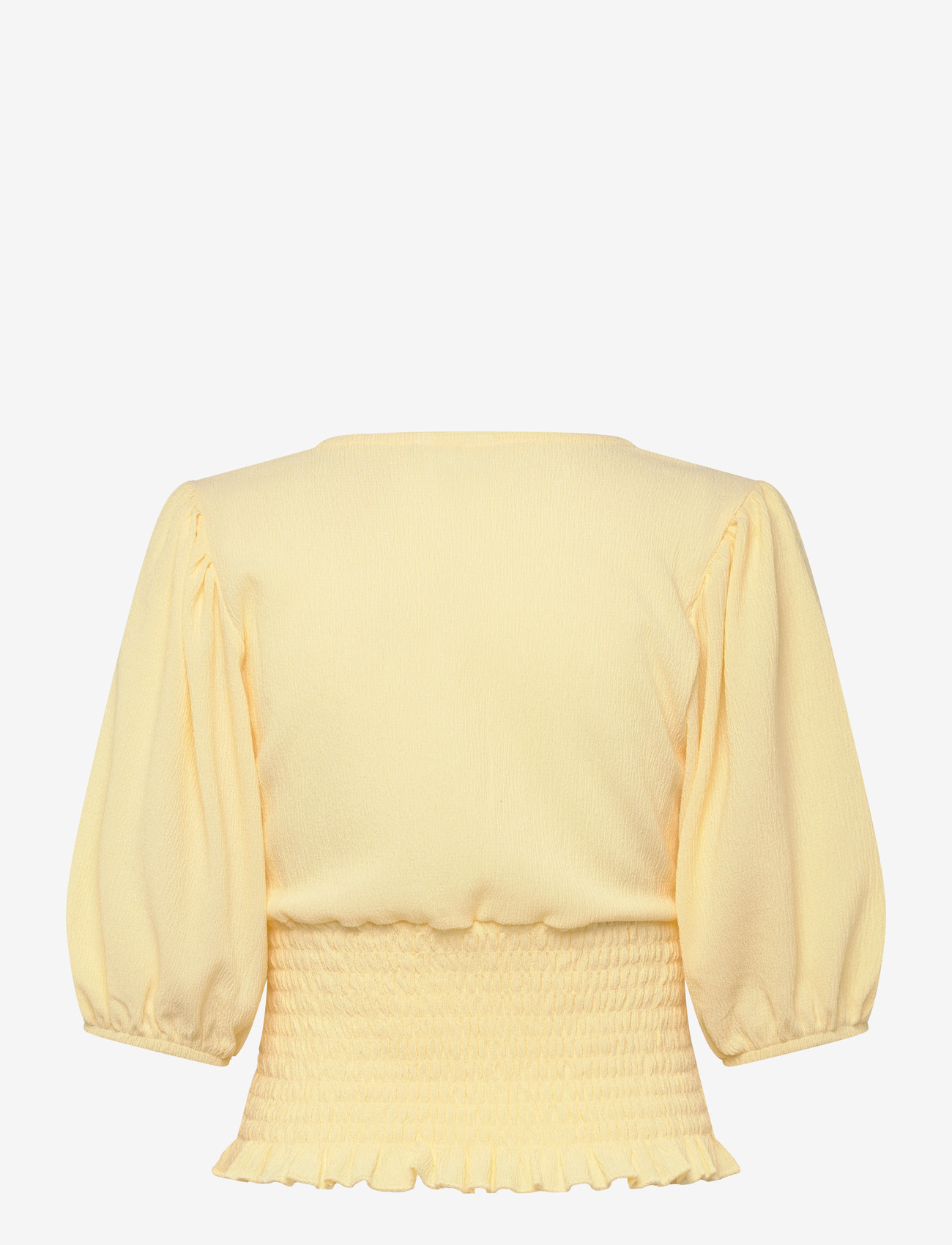 Bubbleroom - V-neck Smock Top - crop tops - light yellow - 2