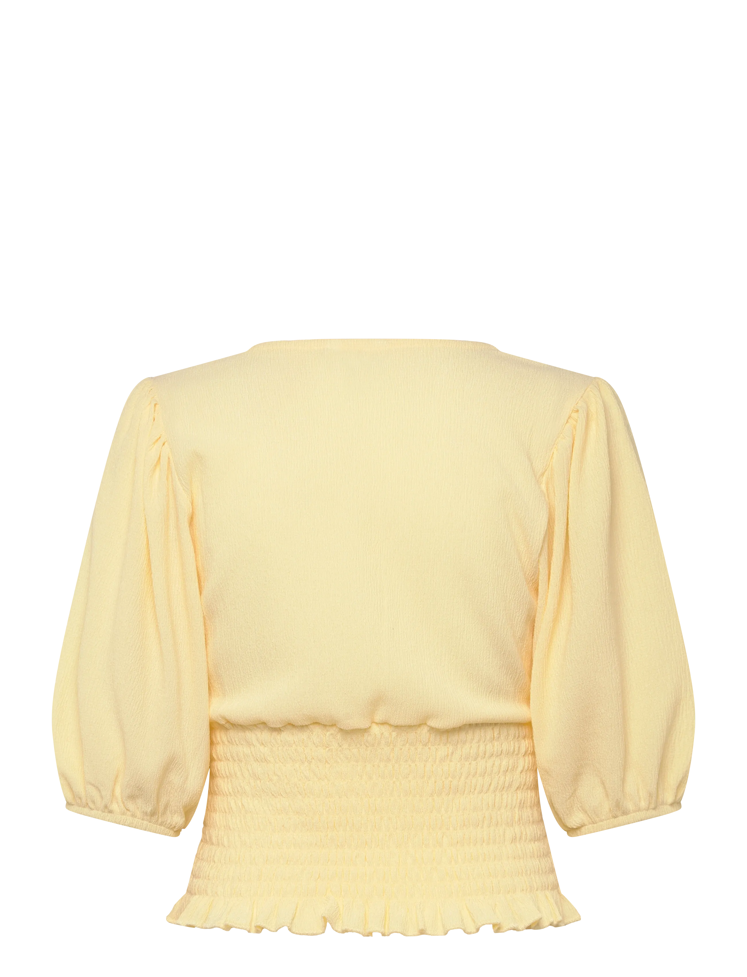 Bubbleroom - V-neck Smock Top - crop tops - light yellow - 2