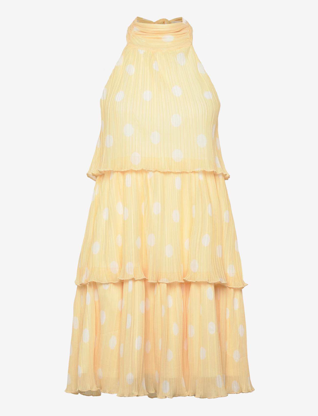 Bubbleroom - Pleated Flounce Mini Dress - korte kjoler - yellow/patterned - 1
