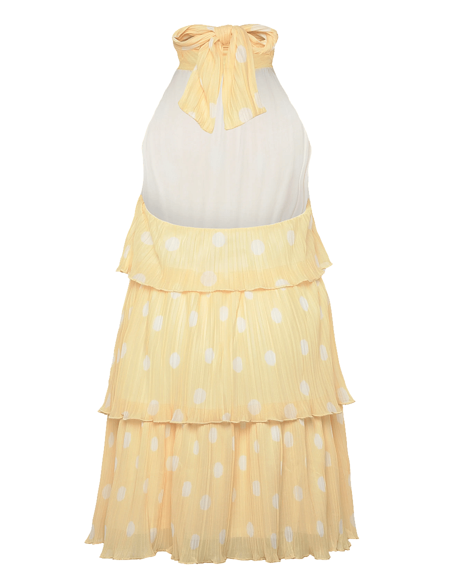 Bubbleroom - Pleated Flounce Mini Dress - korte kjoler - yellow/patterned - 2