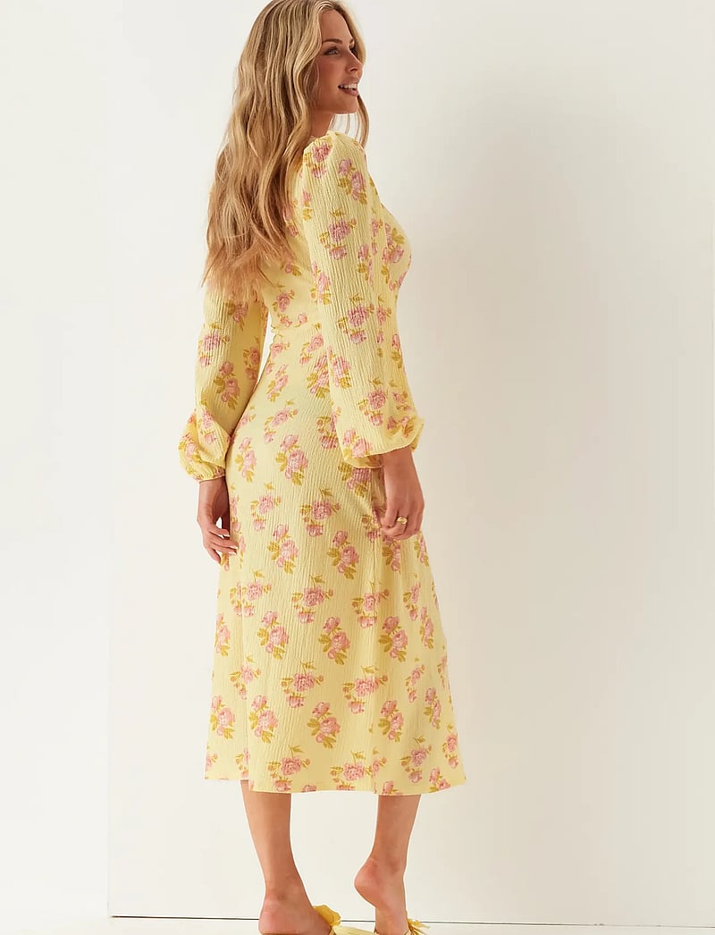 Bubbleroom - Structured Midi Dress - midikleider - yellow/floral - 5
