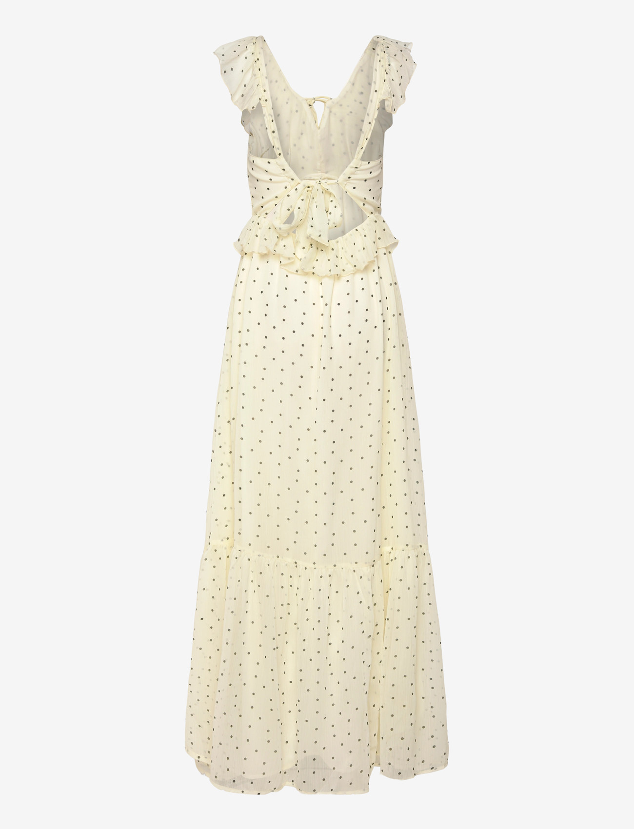 Bubbleroom - Frill Tie Back Chiffon Maxi Dress - maxi kjoler - light yellow/patterned - 2