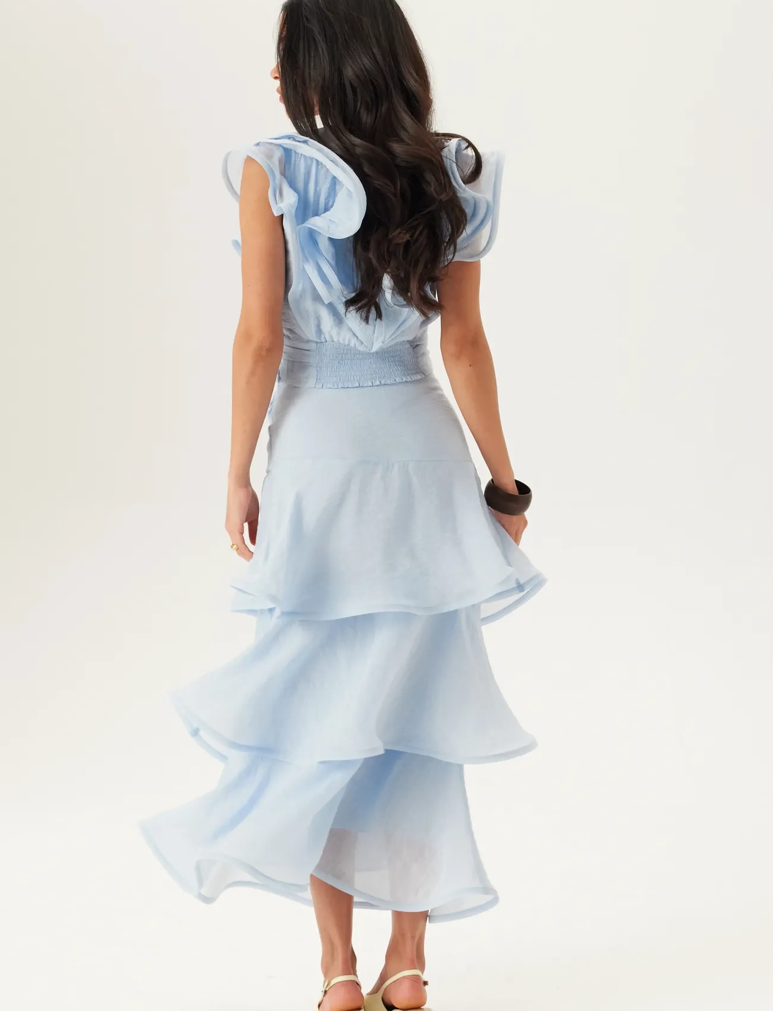 Bubbleroom - Flounce Sheer Ankle Skirt - maxi skirts - light blue - 4