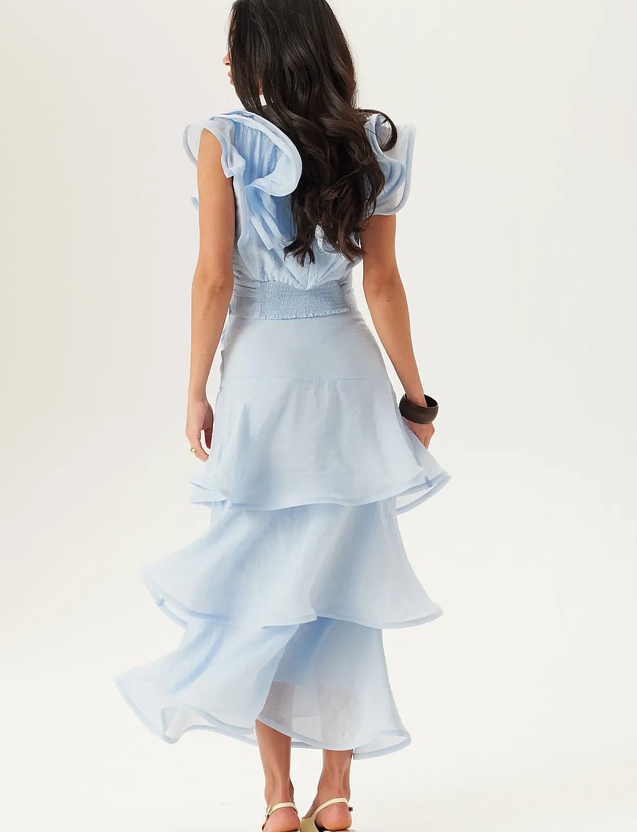 Bubbleroom - Flounce Sheer Ankle Skirt - maxikjolar - light blue - 4