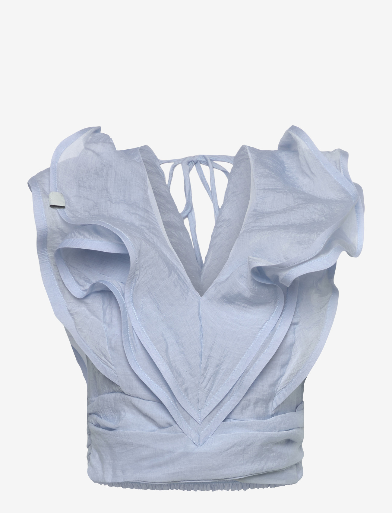Bubbleroom - Flounce Sheer Top - crop tops - light blue - 1