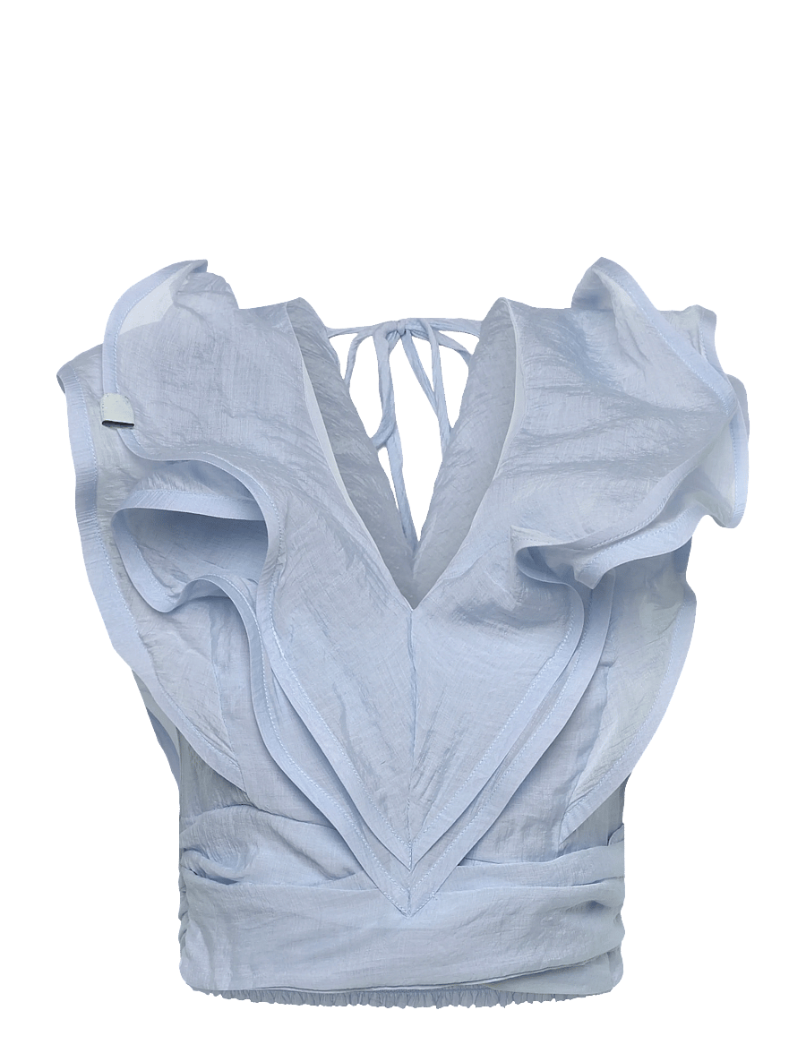 Bubbleroom - Flounce Sheer Top - crop tops - light blue - 1