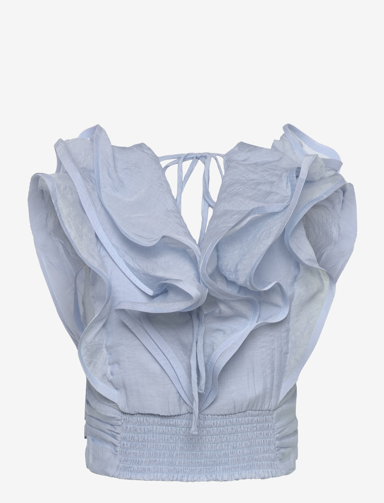 Bubbleroom - Flounce Sheer Top - crop tops - light blue - 2
