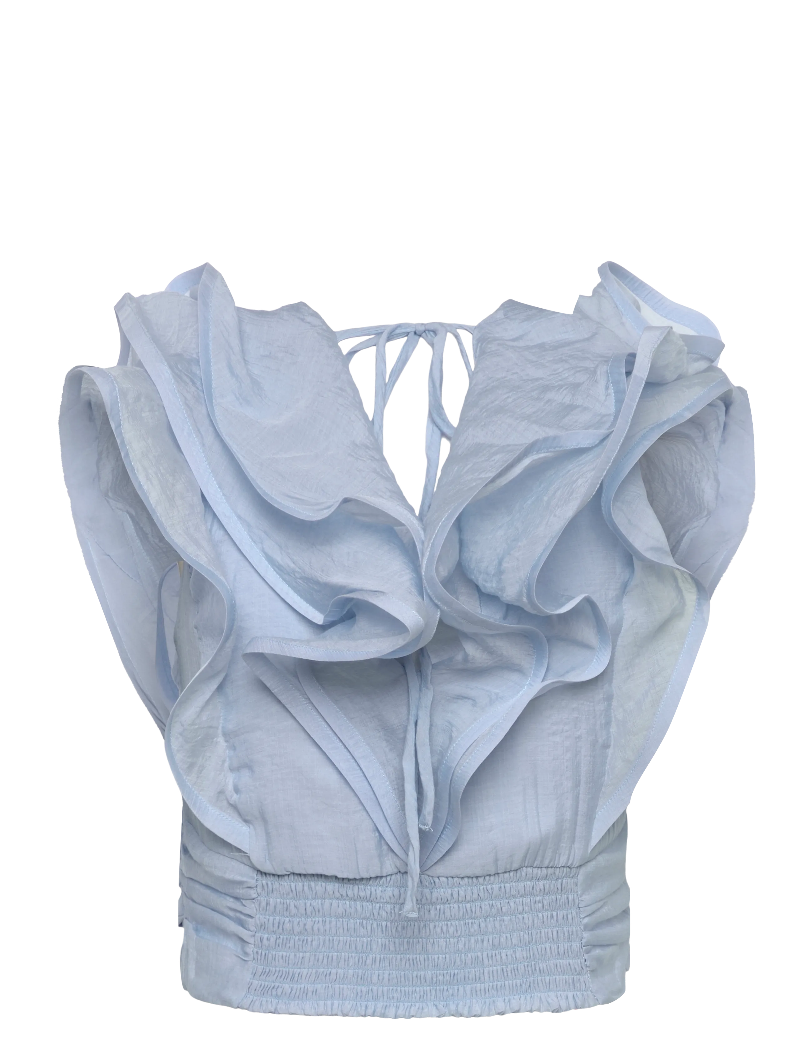 Bubbleroom - Flounce Sheer Top - crop tops - light blue - 2