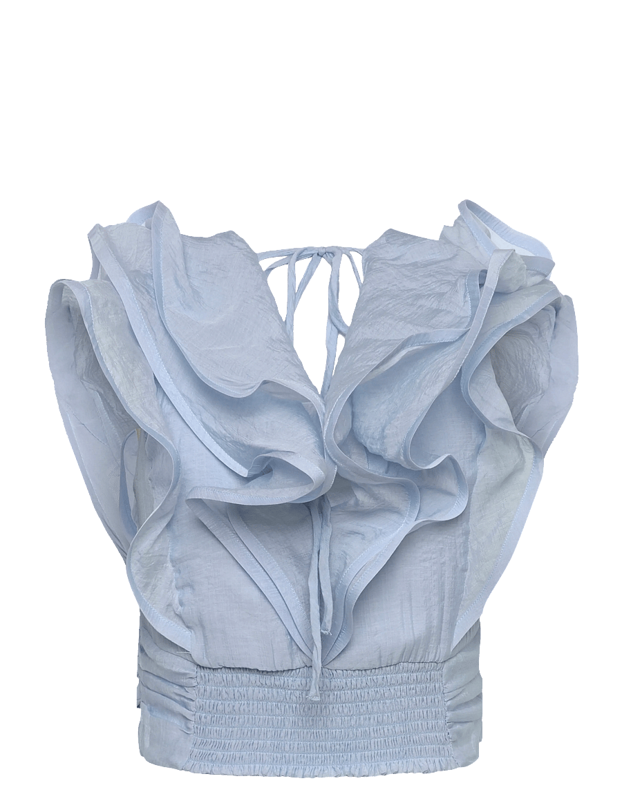 Bubbleroom - Flounce Sheer Top - crop tops - light blue - 2