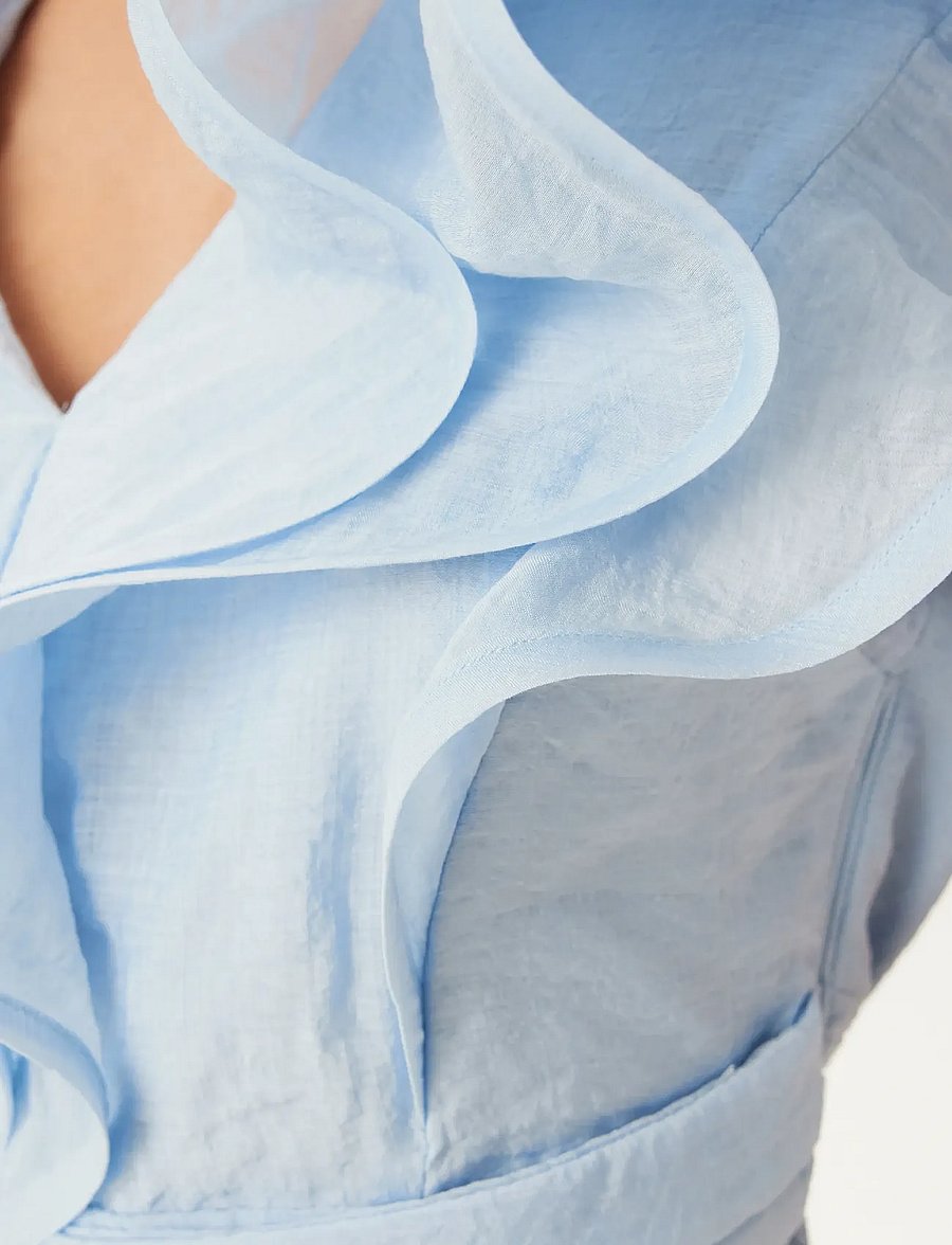 Bubbleroom - Flounce Sheer Top - crop tops - light blue - 4