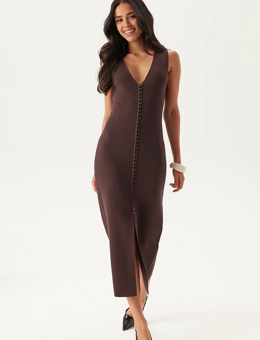 Bubbleroom - Knitted Vest Dress - cocktailkjoler - brown - 3