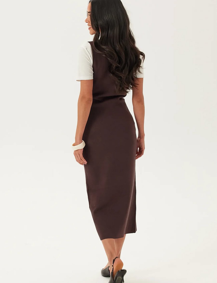 Bubbleroom - Knitted Vest Dress - cocktailkjoler - brown - 4