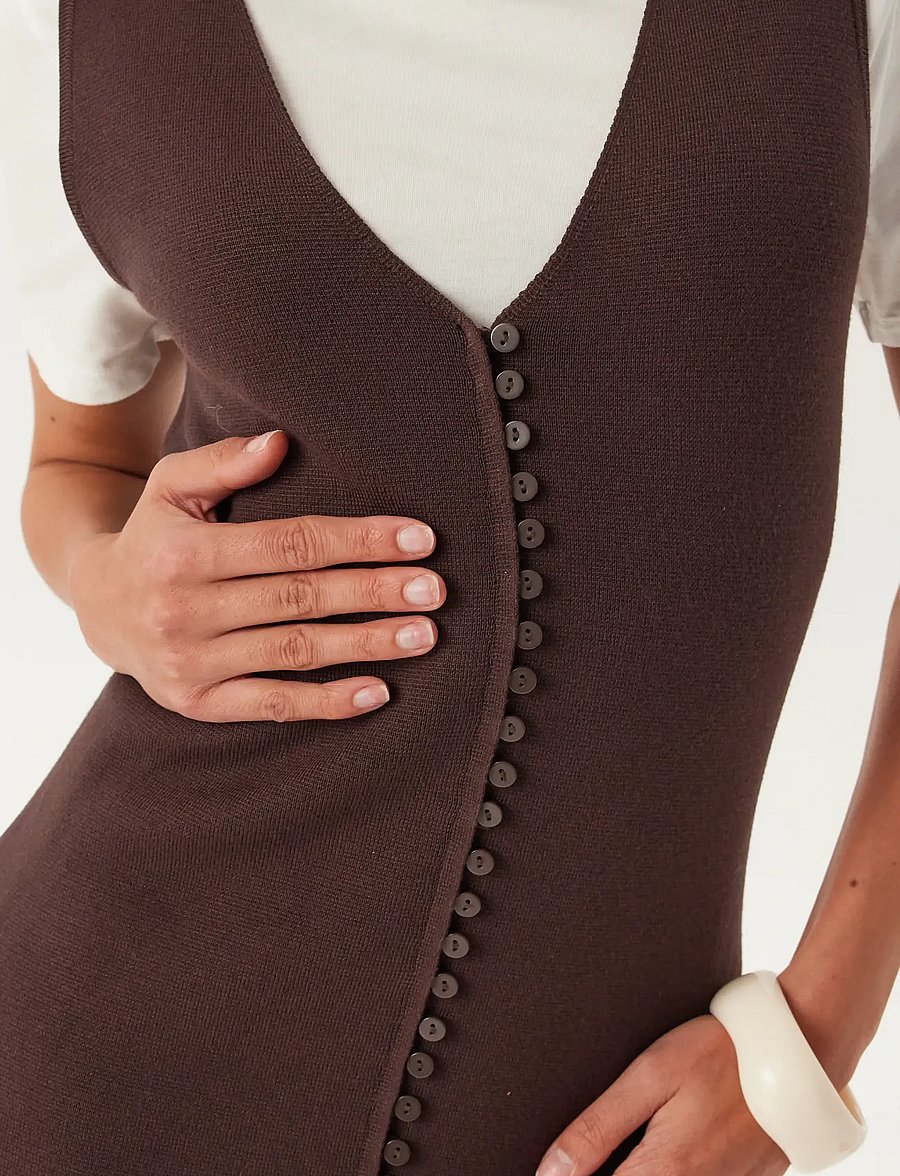 Bubbleroom - Knitted Vest Dress - cocktailkjoler - brown - 5