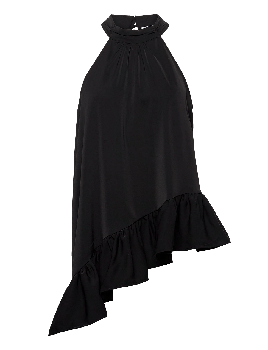 Bubbleroom - Asymmetric Halter Neck Blouse - blūzes bez piedurknēm - black - 1
