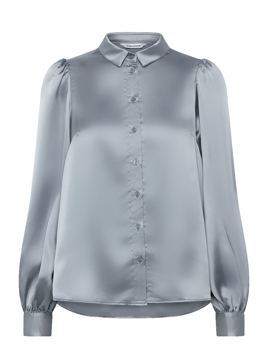 Bubbleroom - Puff Sleeve Satin Shirt NÄRMARKNAD - overhemden met lange mouwen - dusty blue - 1