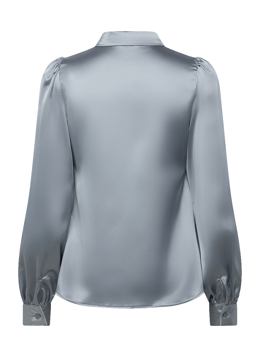 Bubbleroom - Puff Sleeve Satin Shirt NÄRMARKNAD - overhemden met lange mouwen - dusty blue - 2