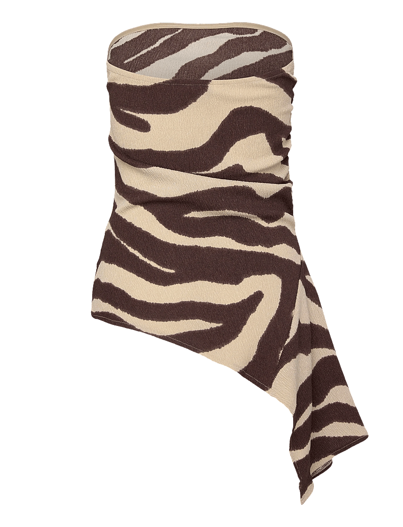 Bubbleroom - Structure Bandeau Top - crop tops - brown/patterned - 2