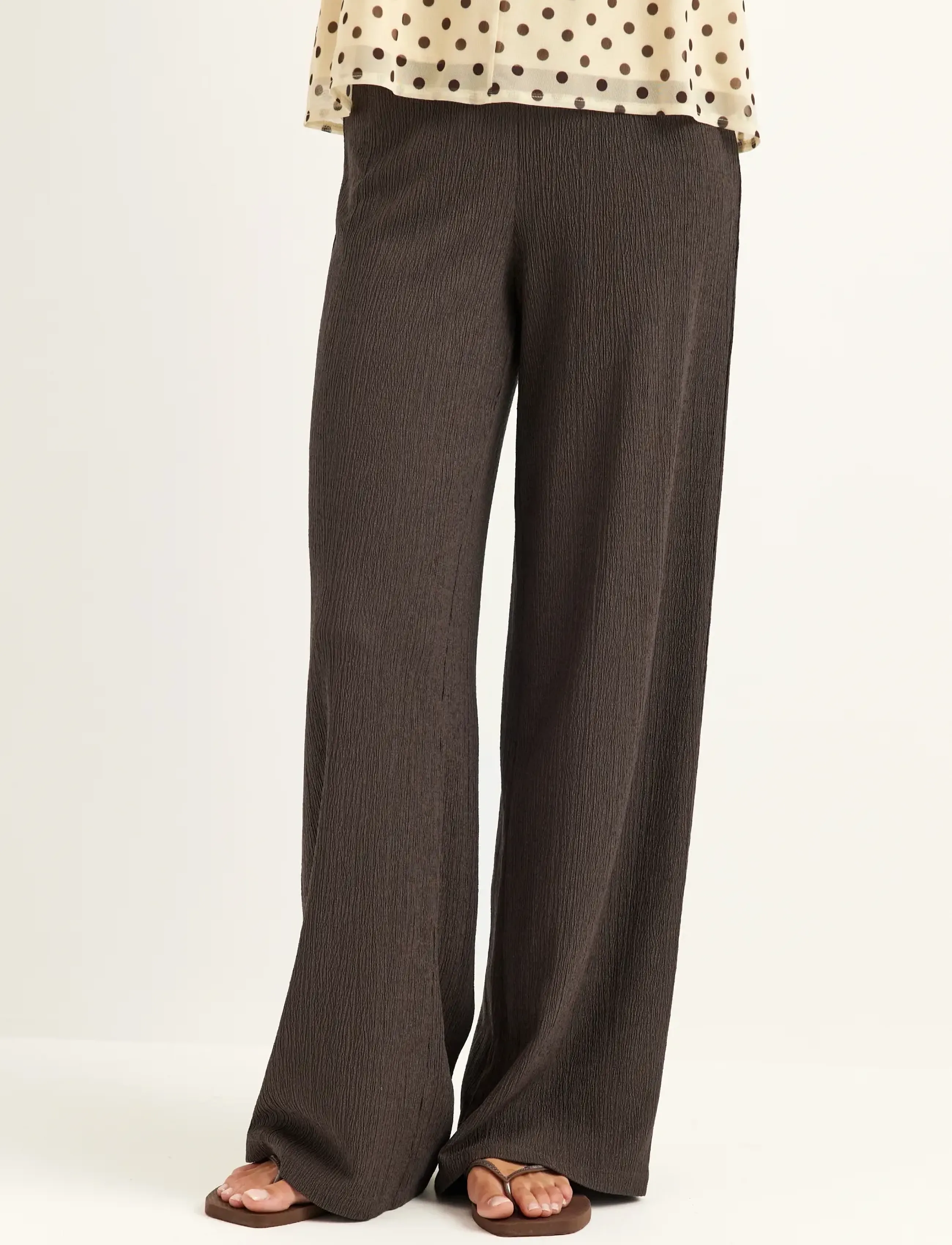 Bubbleroom - Structure Wide Trousers - laia säärega püksid - brown - 3