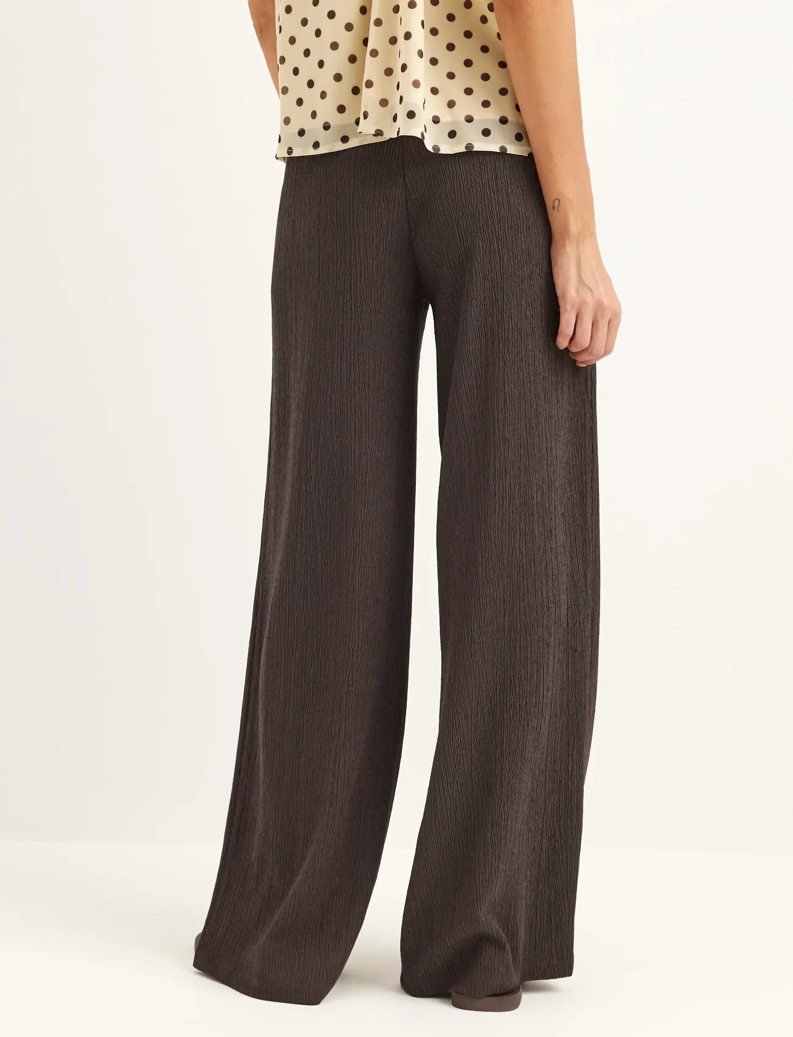 Bubbleroom - Structure Wide Trousers - laia säärega püksid - brown - 4