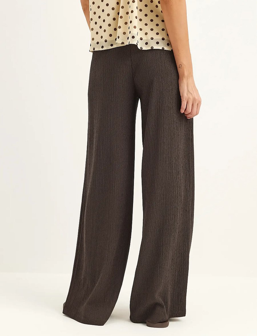 Bubbleroom - Structure Wide Trousers - laia säärega püksid - brown - 4