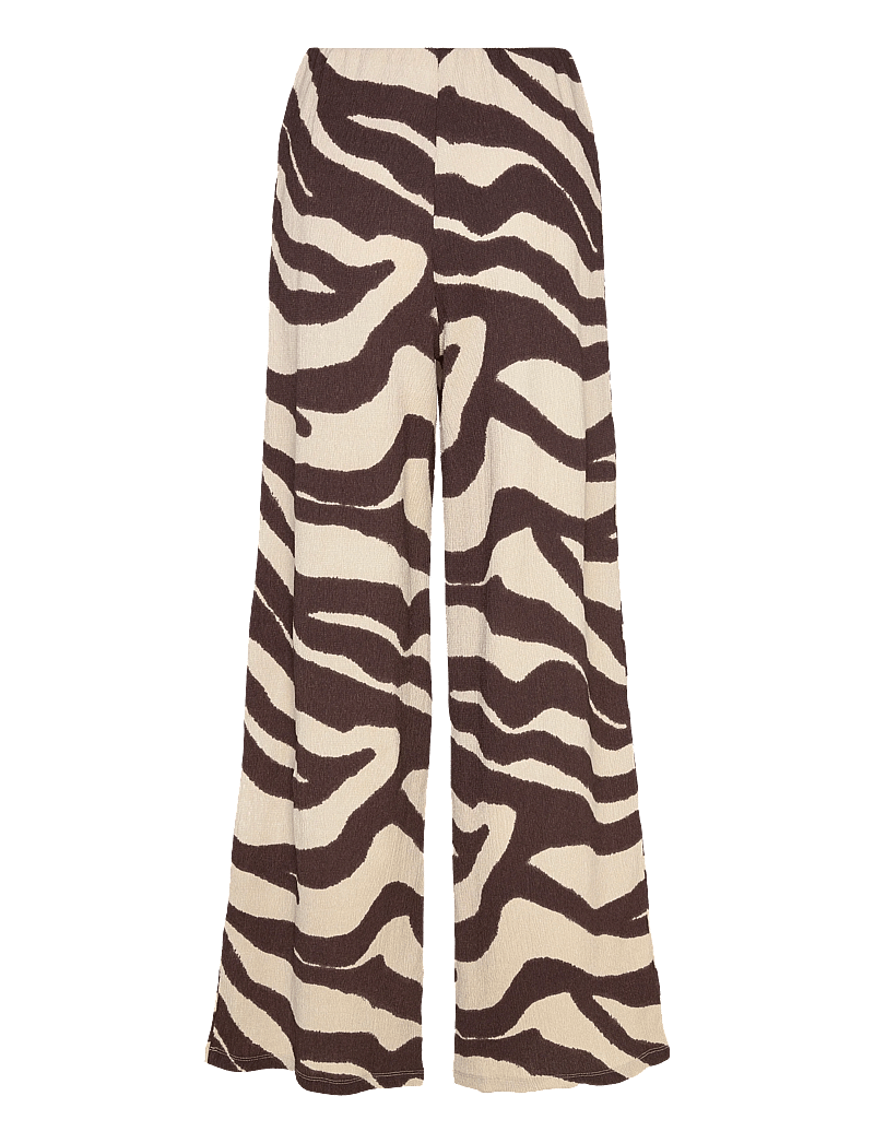 Bubbleroom - Structure Wide Trousers - hosen mit weitem bein - brown/patterned - 2