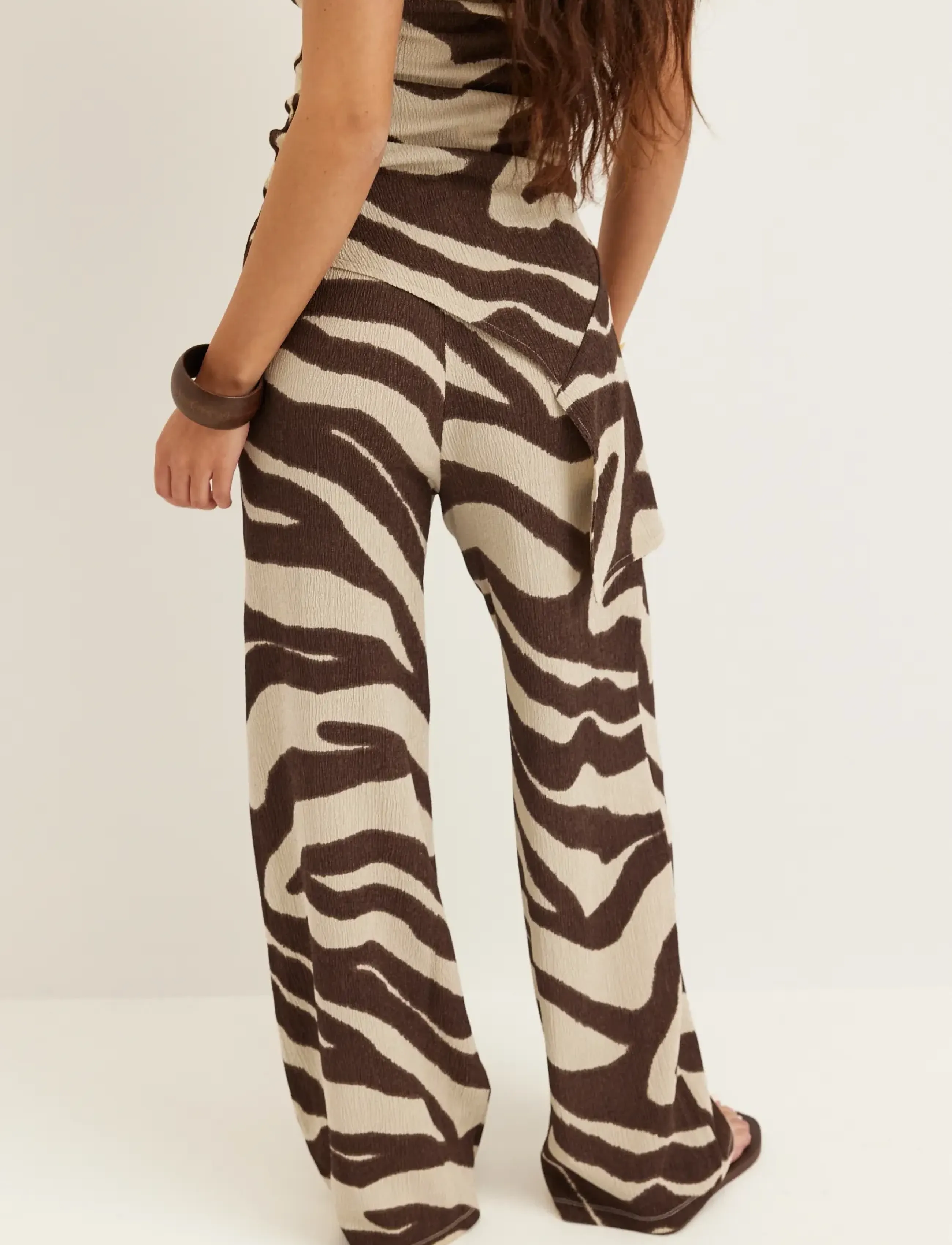 Bubbleroom - Structure Wide Trousers - wide leg trousers - brown/patterned - 3