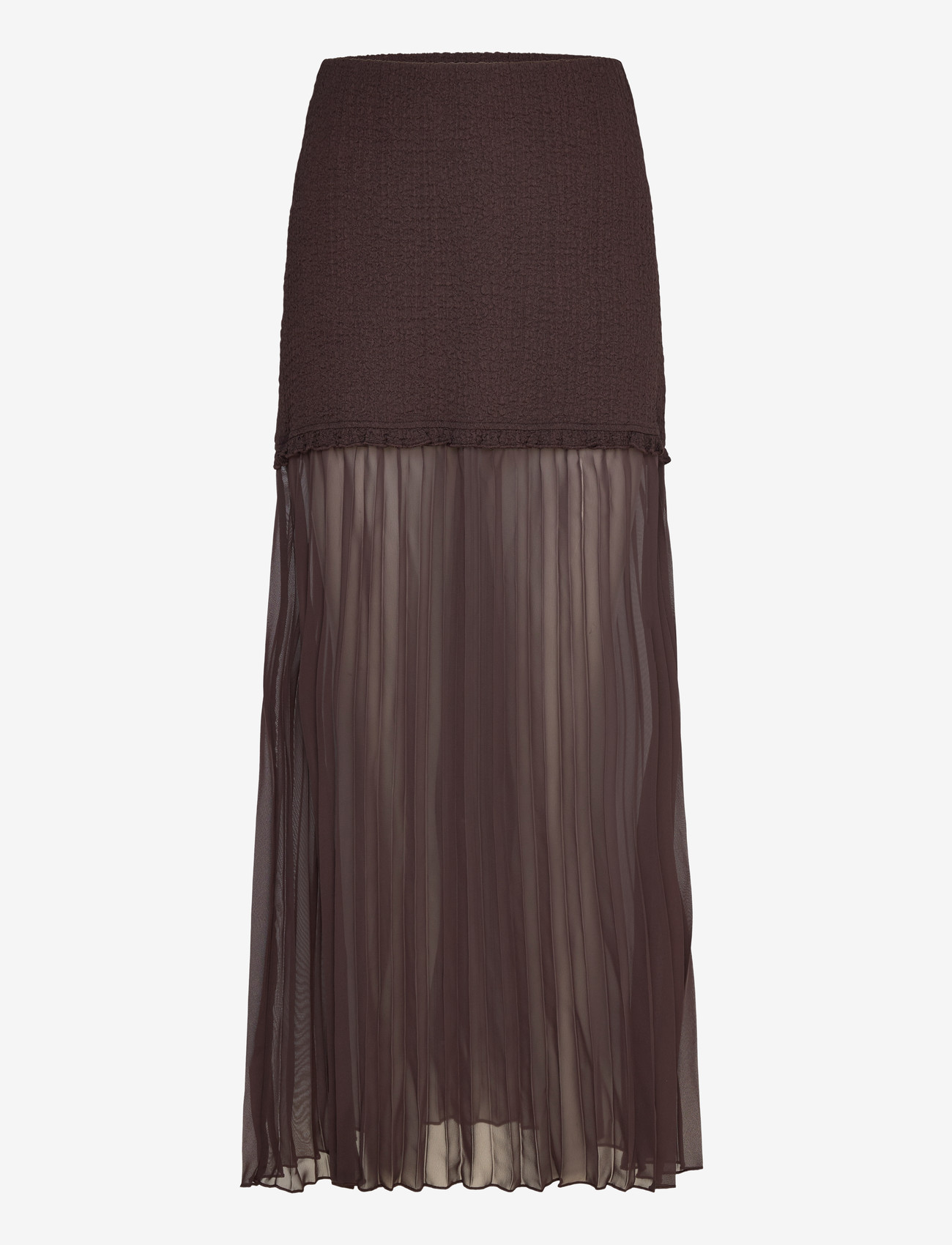 Bubbleroom - Strucure Combined Maxi Skirt - plisserede nederdele - brown - 1