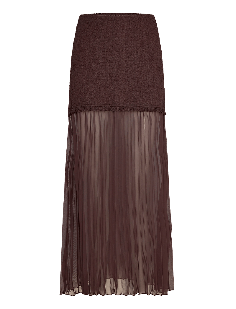 Bubbleroom - Strucure Combined Maxi Skirt - plisserede nederdele - brown - 1