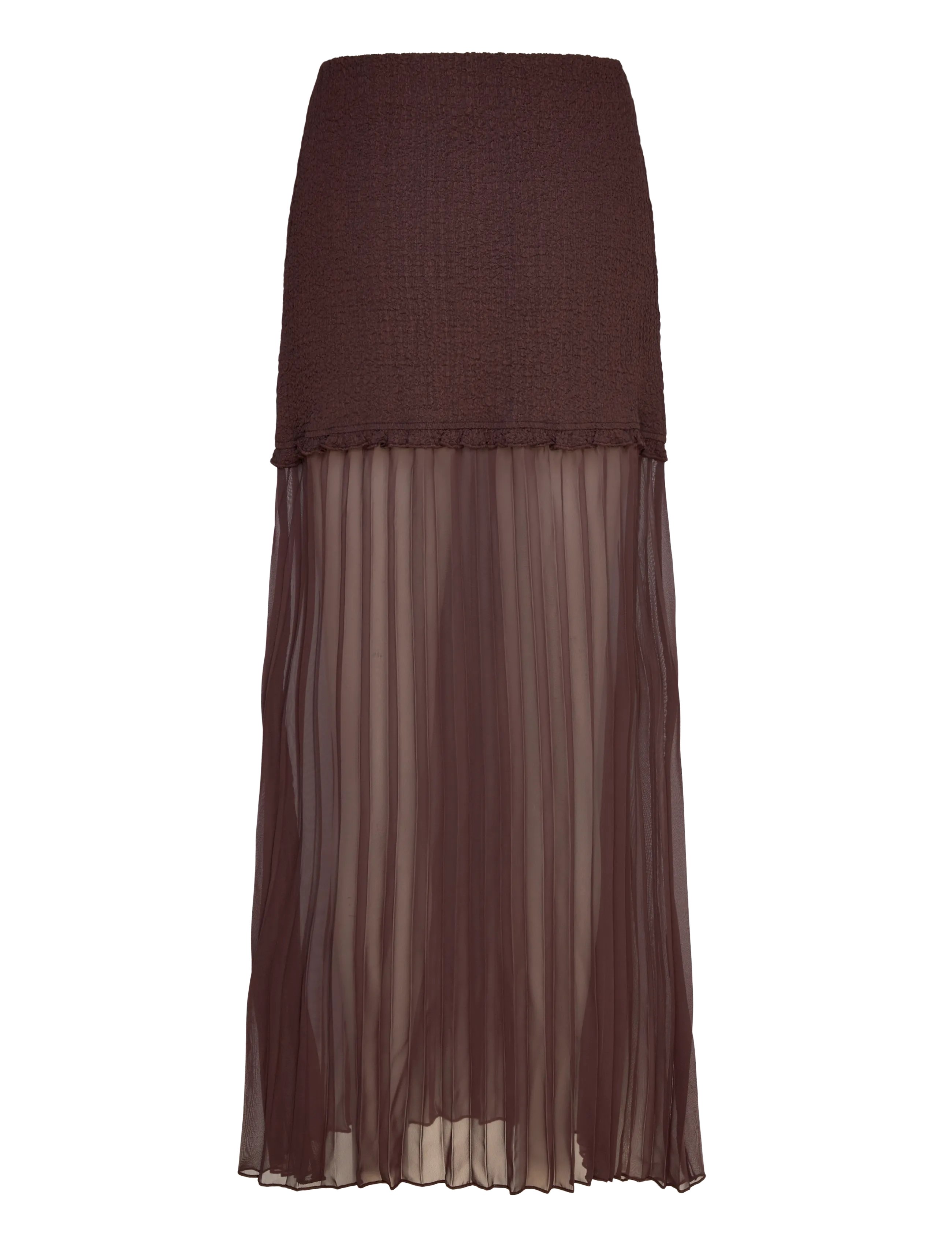 Bubbleroom - Strucure Combined Maxi Skirt - plooirokjes - brown - 2