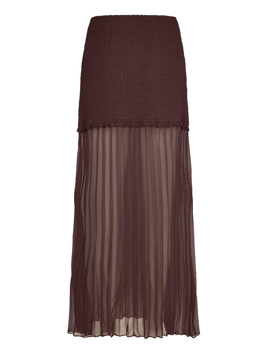 Bubbleroom - Strucure Combined Maxi Skirt - plooirokjes - brown - 2