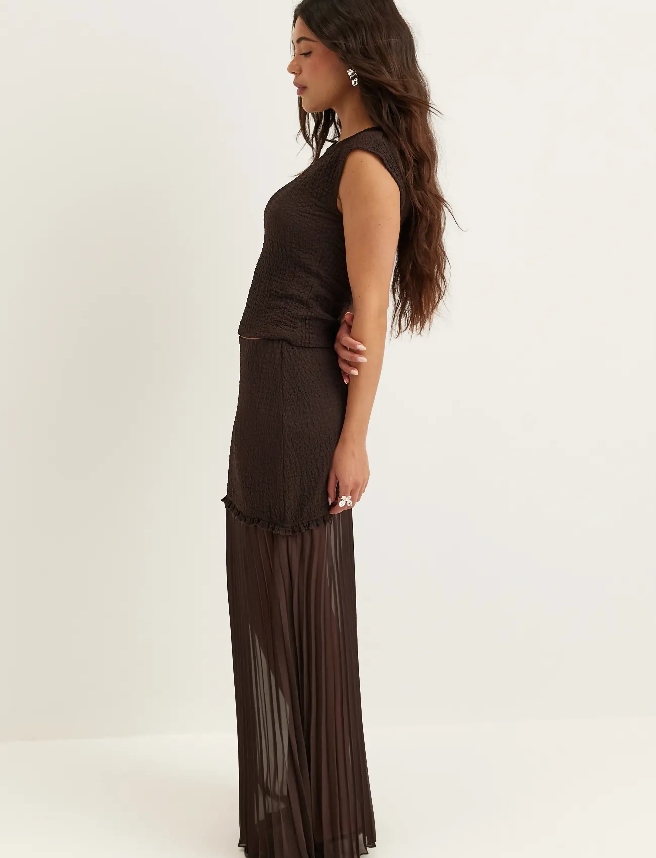 BUBBLEROOM Strucure Combined Maxi Skirt maxikjolar dam – bild 5