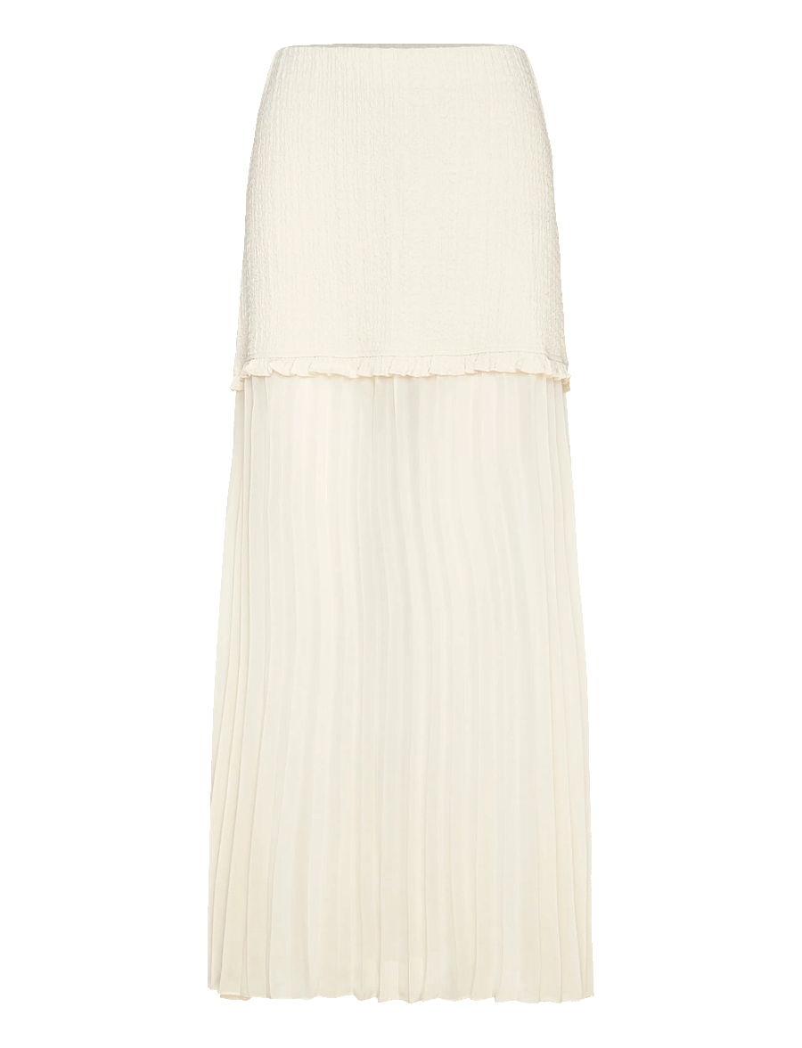 Bubbleroom - Strucure Combined Maxi Skirt - faltenröcke - cream - 1