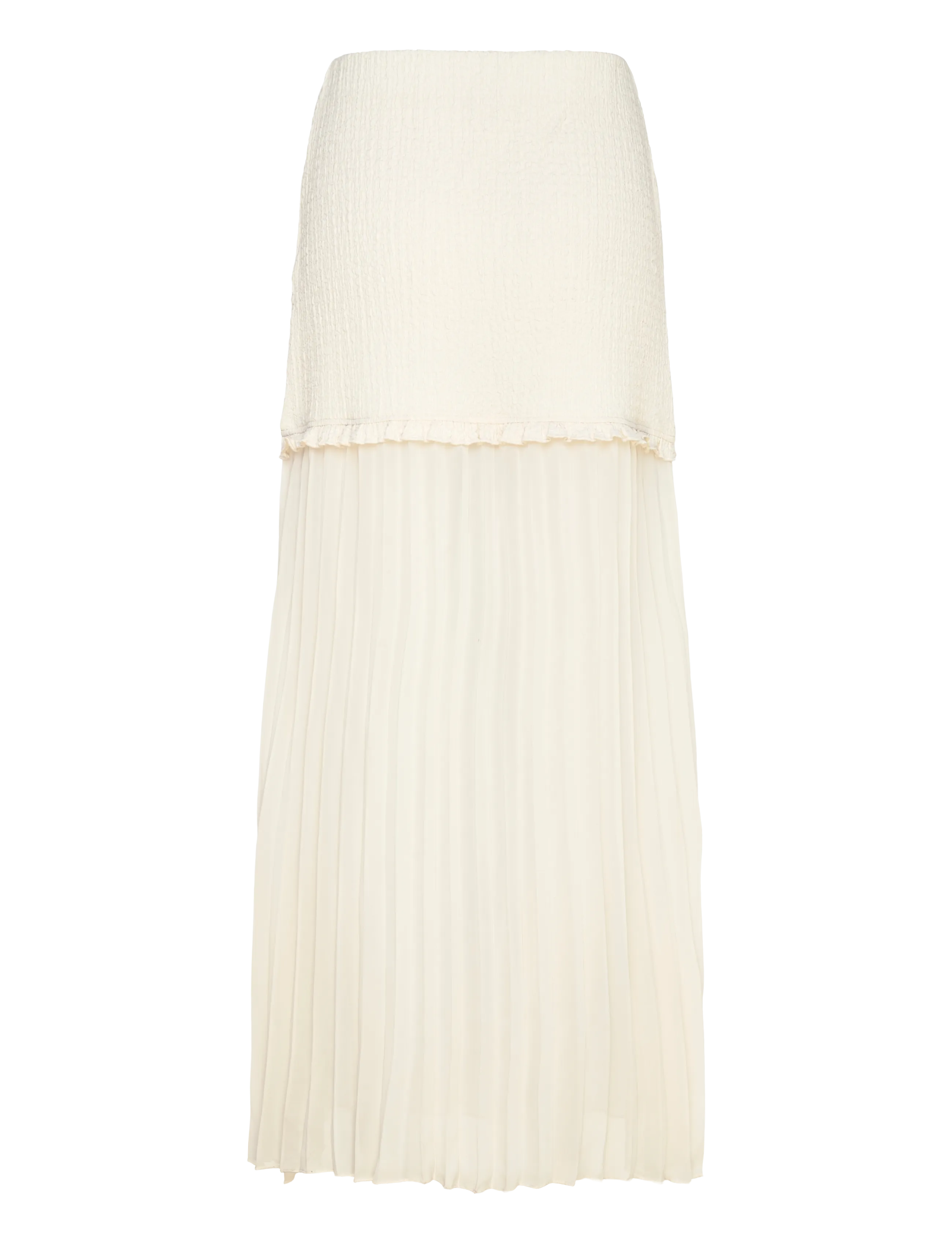 Bubbleroom - Strucure Combined Maxi Skirt - faltenröcke - cream - 2