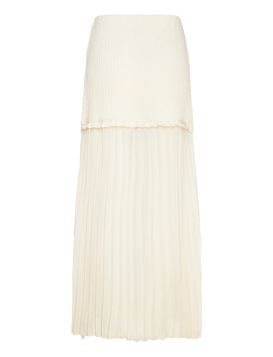 Bubbleroom - Strucure Combined Maxi Skirt - faltenröcke - cream - 2