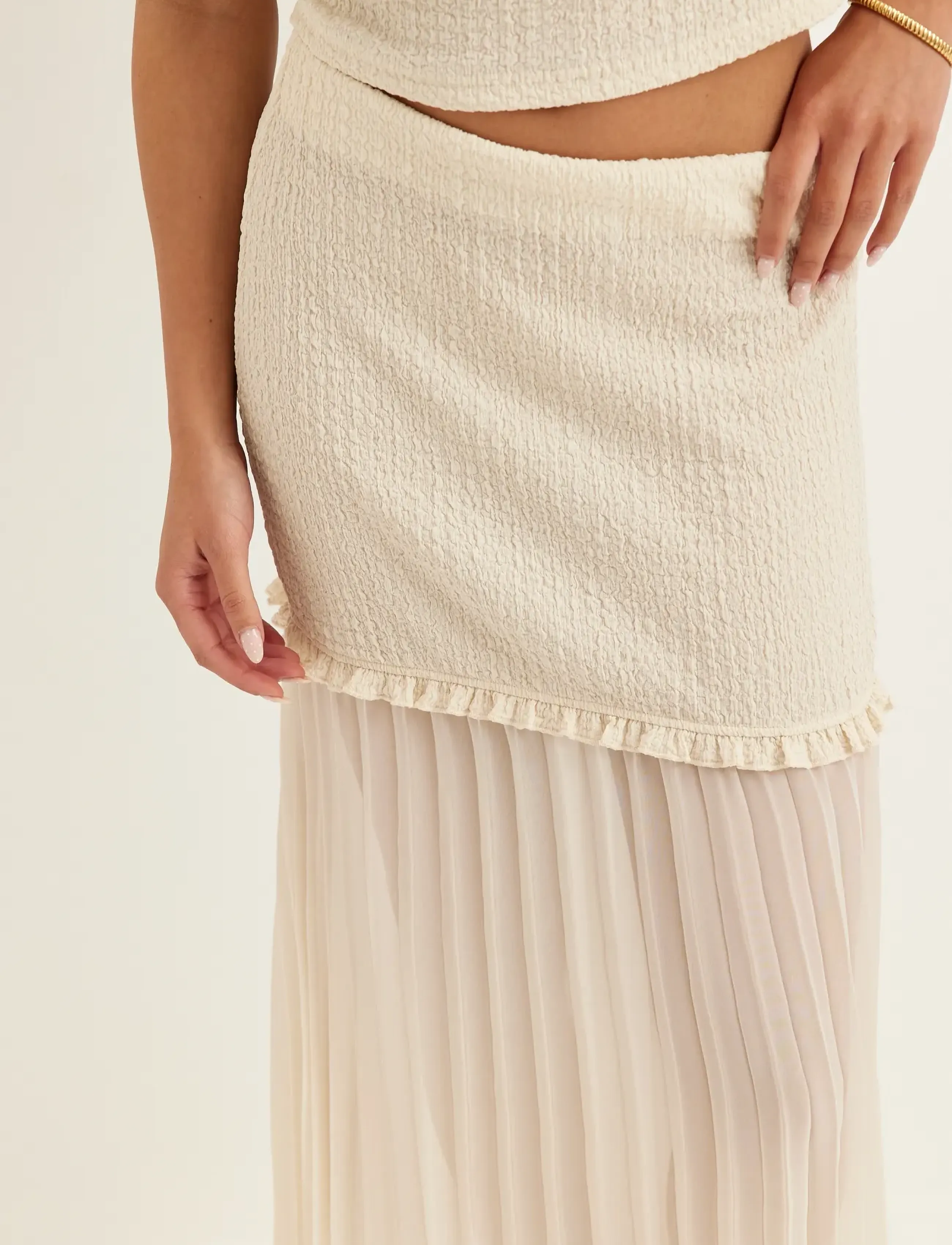 BUBBLEROOM Strucure Combined Maxi Skirt maxikjolar dam – bild 5