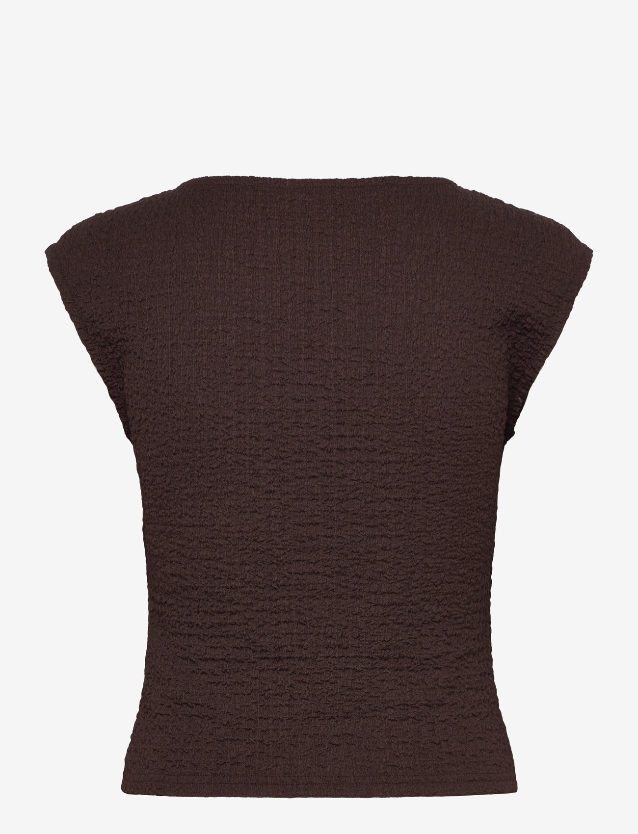 Bubbleroom - Structure Cap Sleeve Top - t-shirts - brown - 2