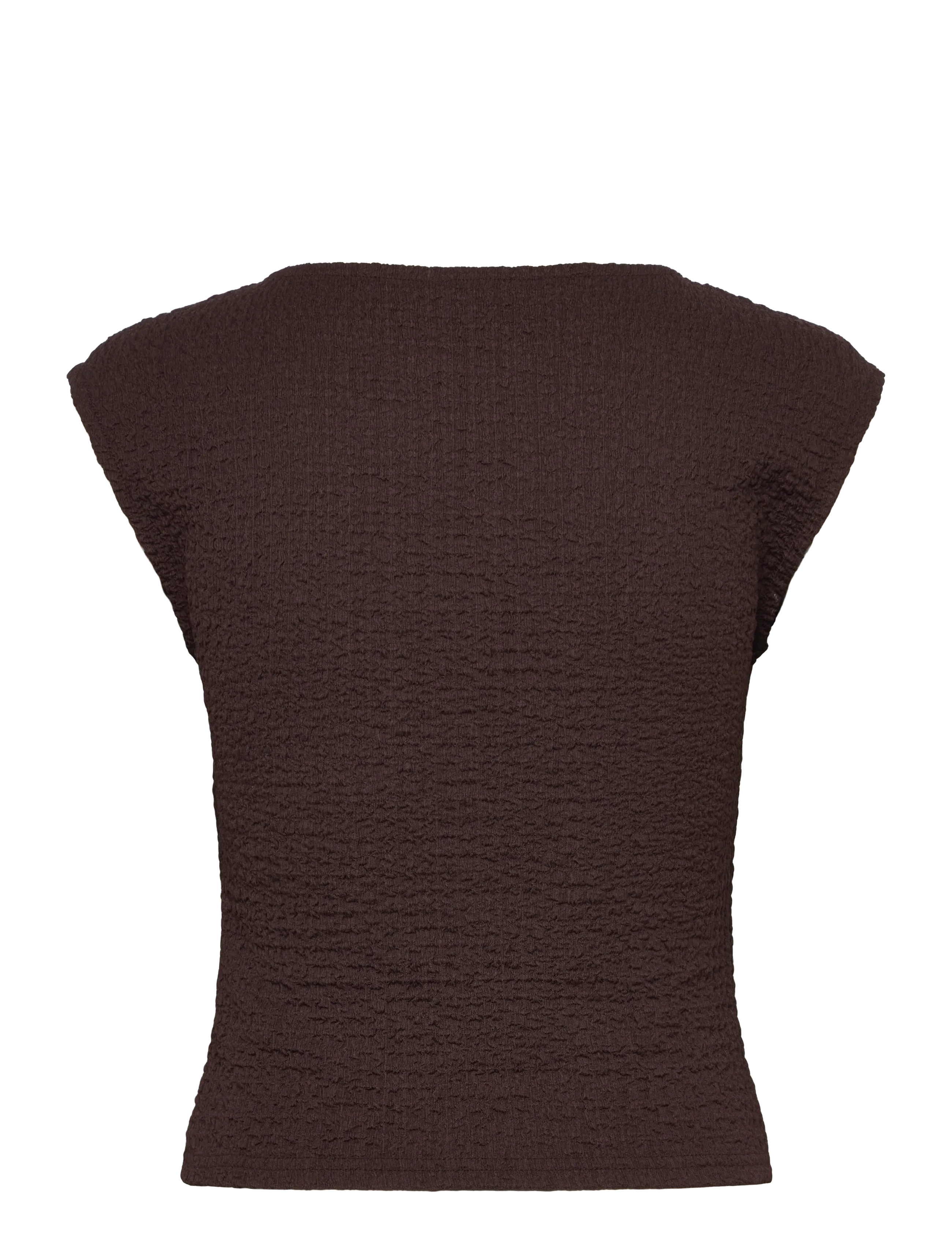 Bubbleroom - Structure Cap Sleeve Top - t-särgid - brown - 2