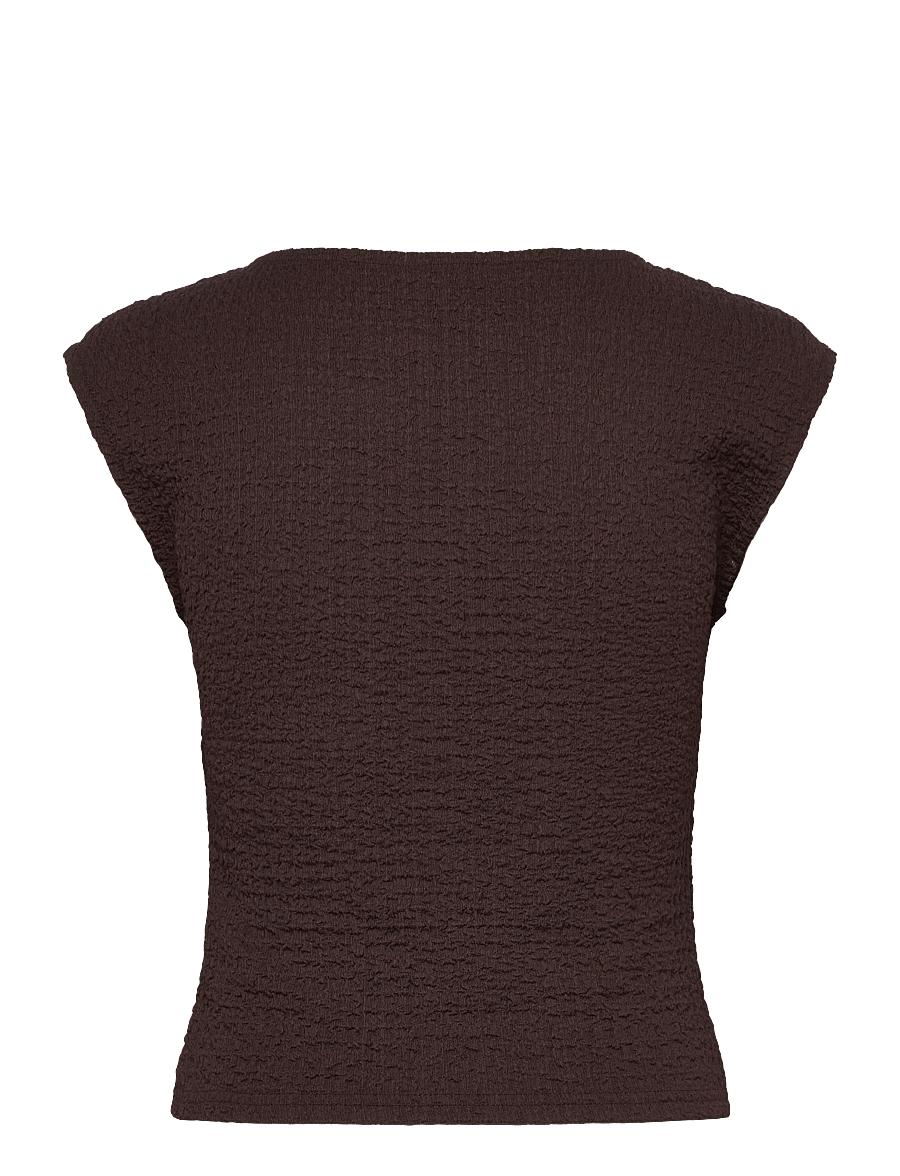 Bubbleroom - Structure Cap Sleeve Top - t-särgid - brown - 2