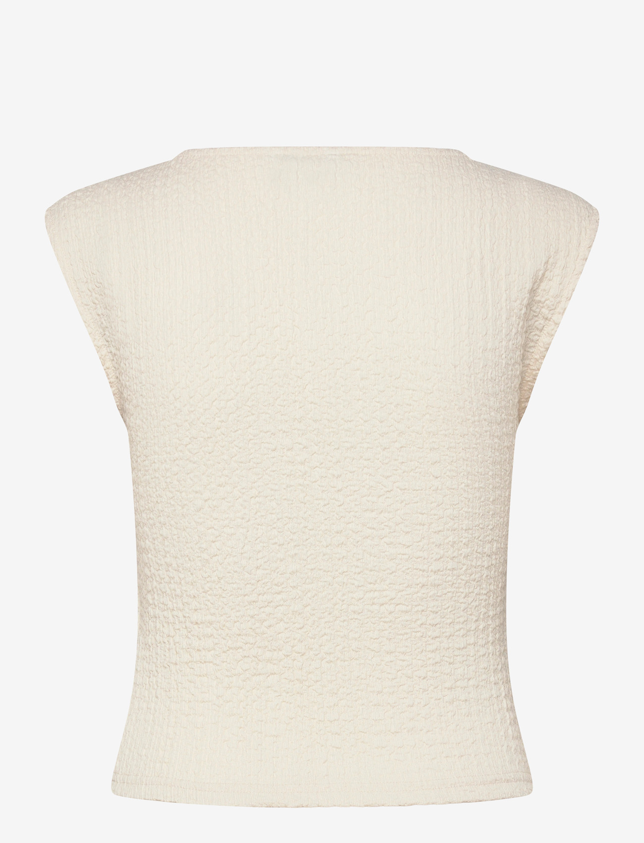 Bubbleroom - Structure Cap Sleeve Top - t-shirts - cream - 2