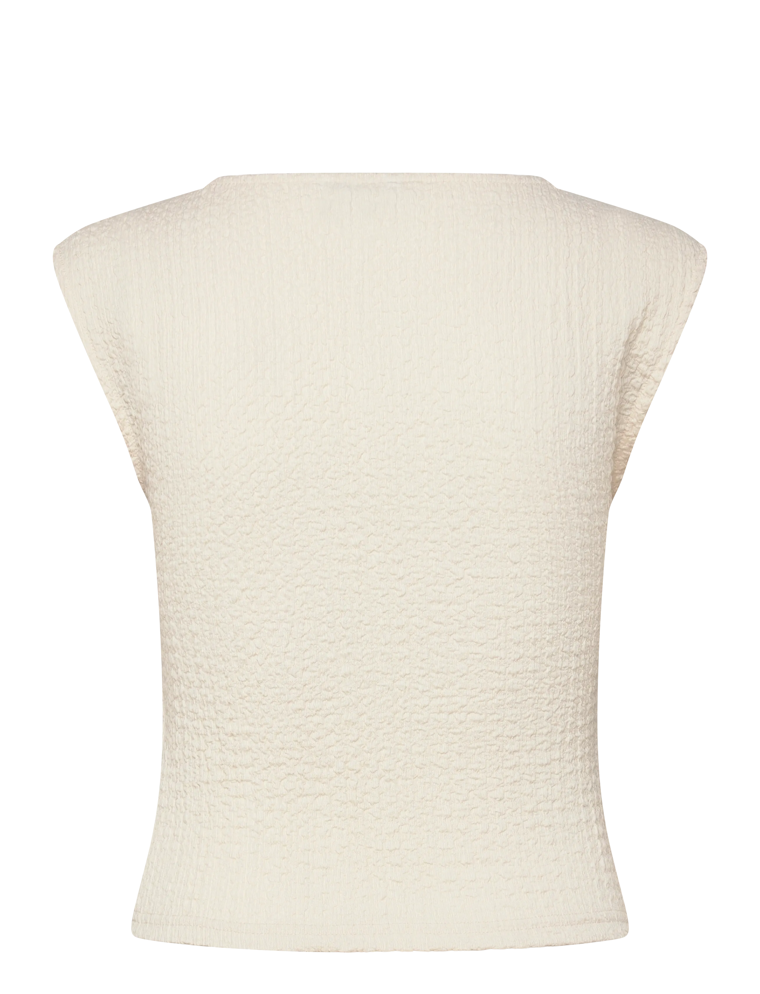 Bubbleroom - Structure Cap Sleeve Top - t-shirts - cream - 2
