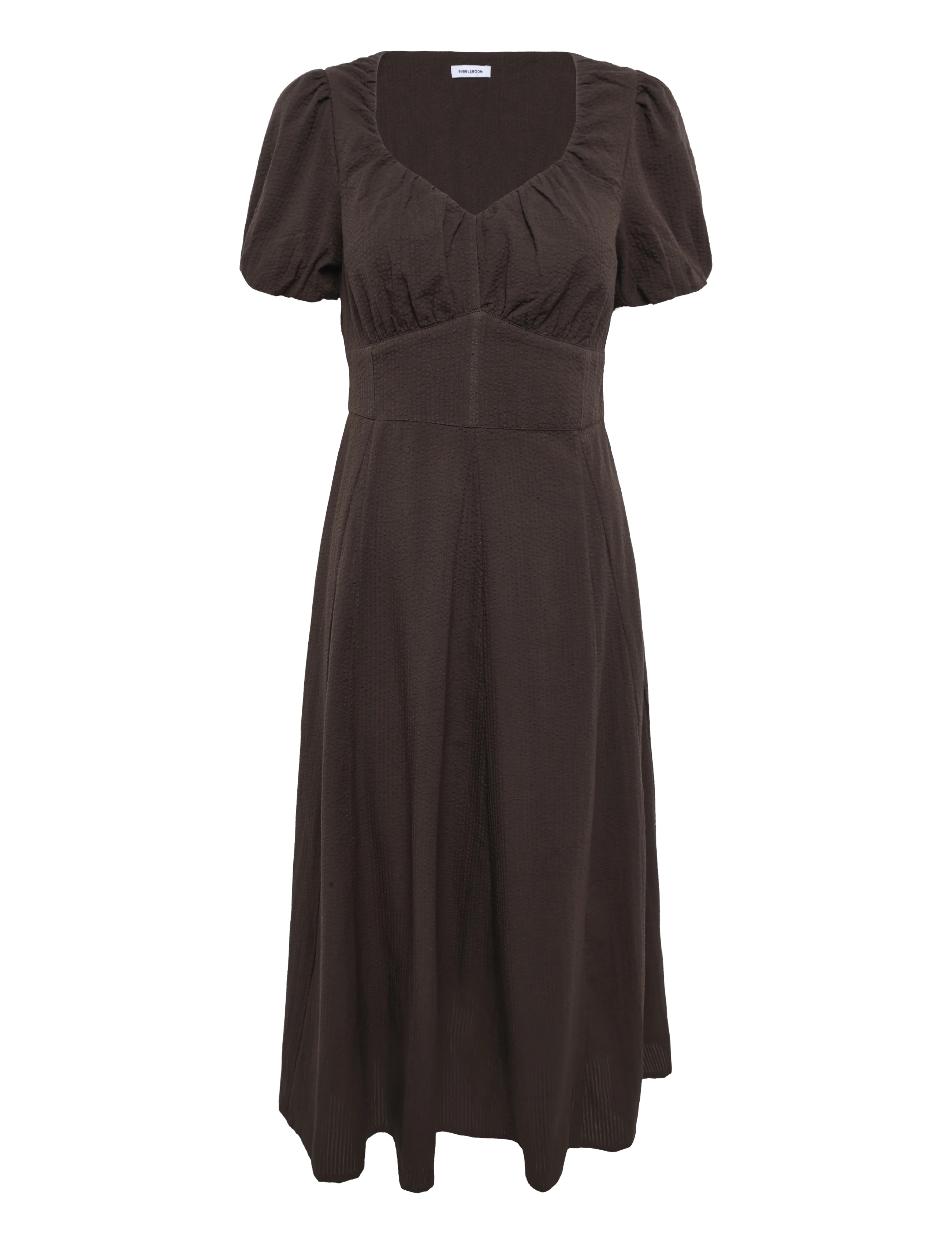 Bubbleroom - Seersucker Midi Dress - sommarklänningar - dark brown - 1