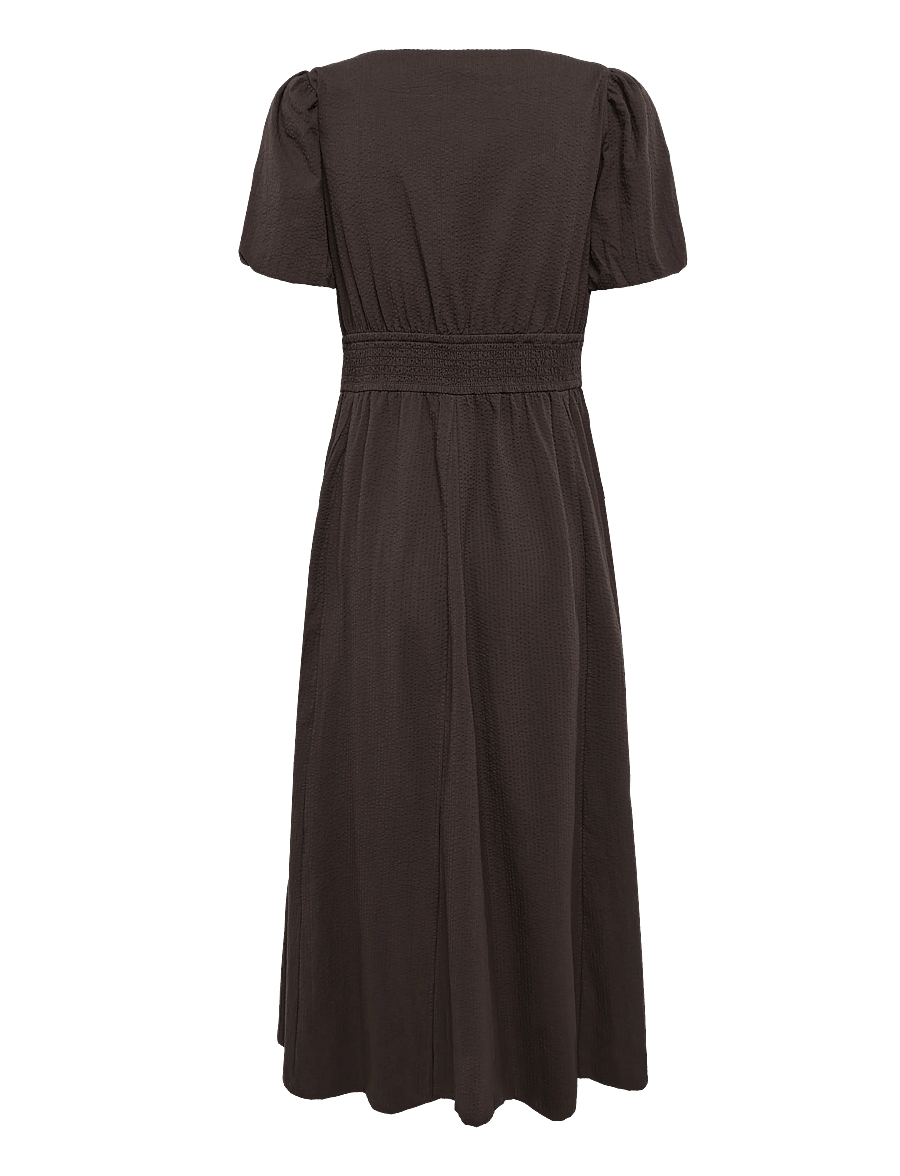 Bubbleroom - Seersucker Midi Dress - sommarklänningar - dark brown - 2