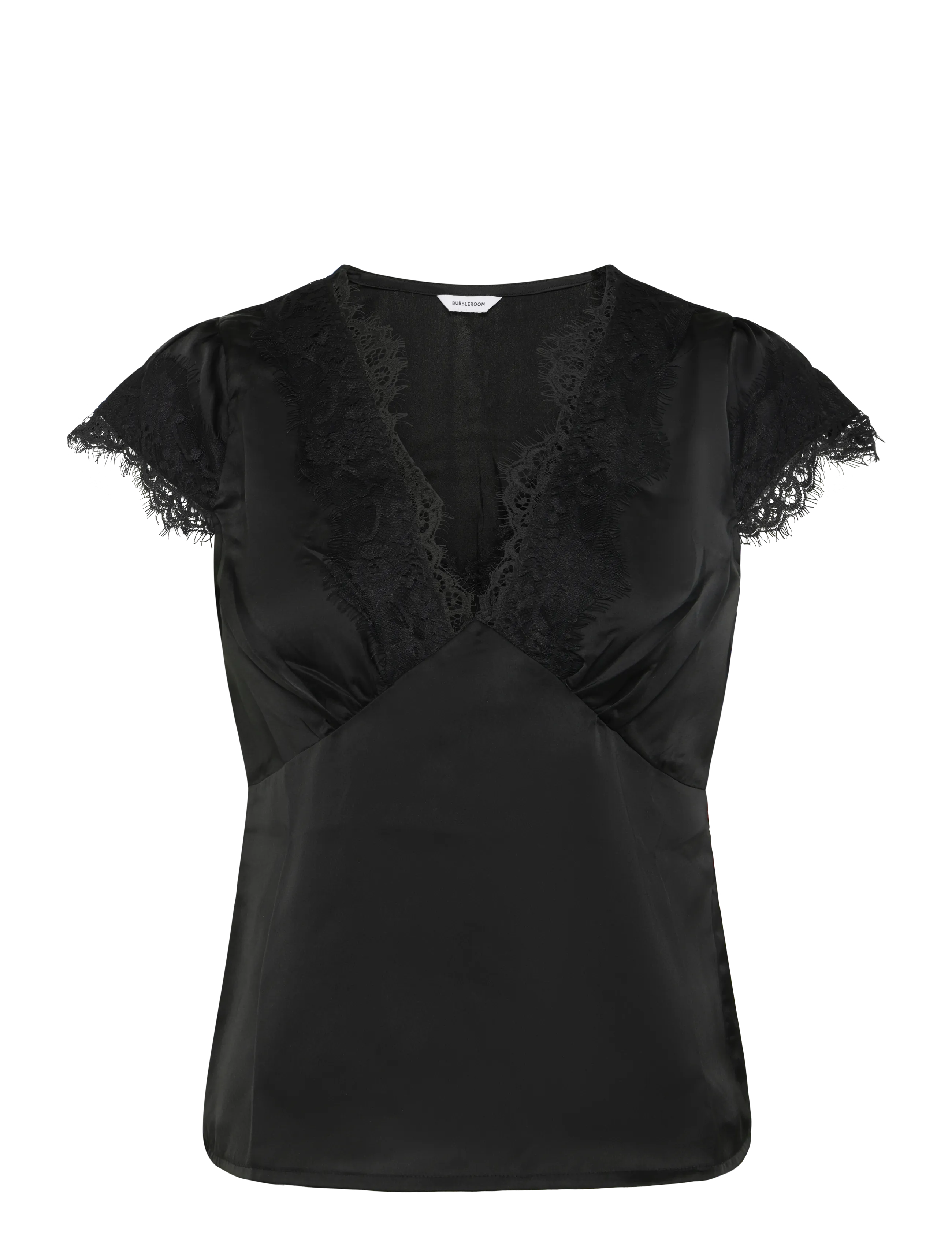 BUBBLEROOM Satin Strickjacke Bluse Schwarz - 38 - Damen