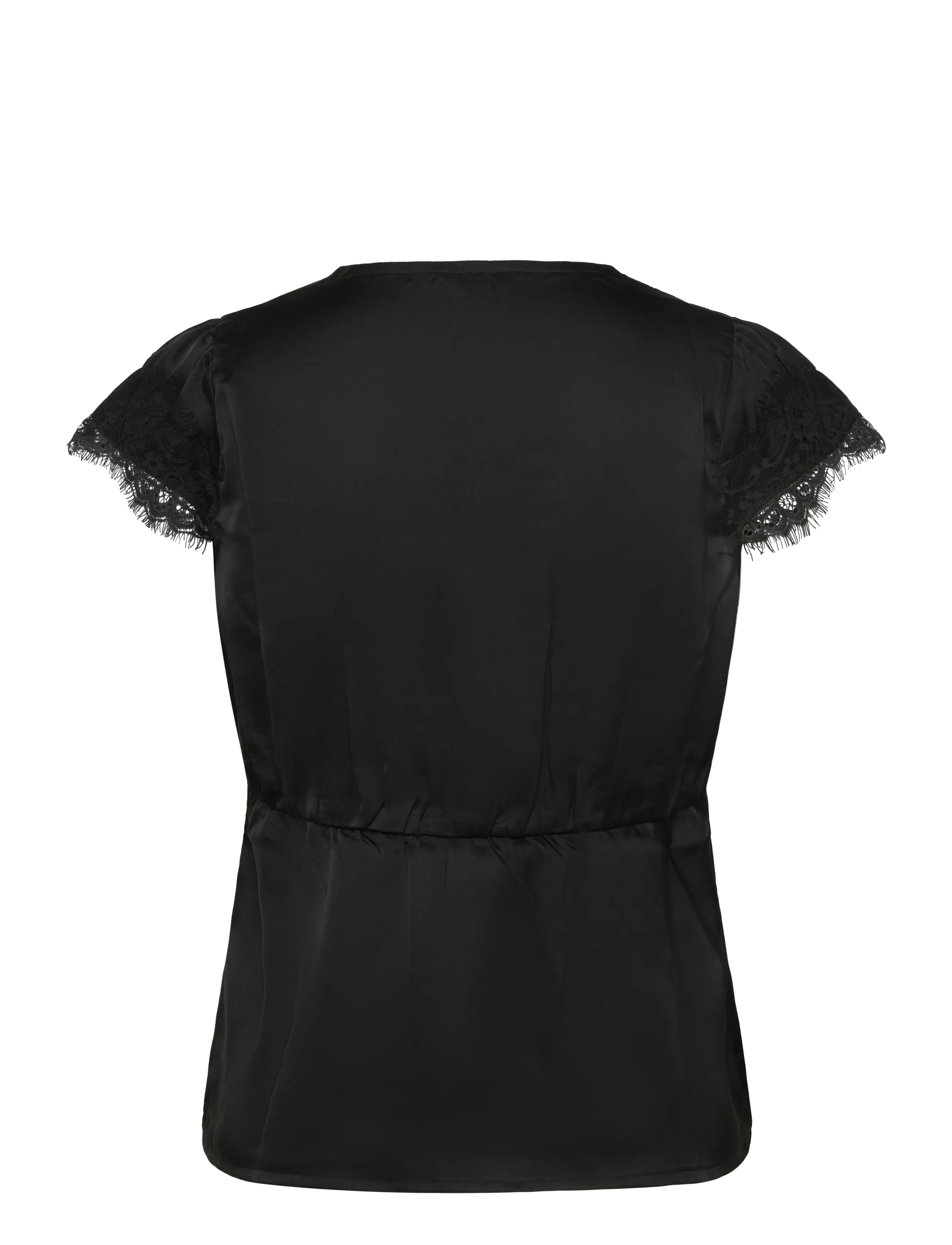 Bubbleroom - Satin Lace Blouse - black - 2