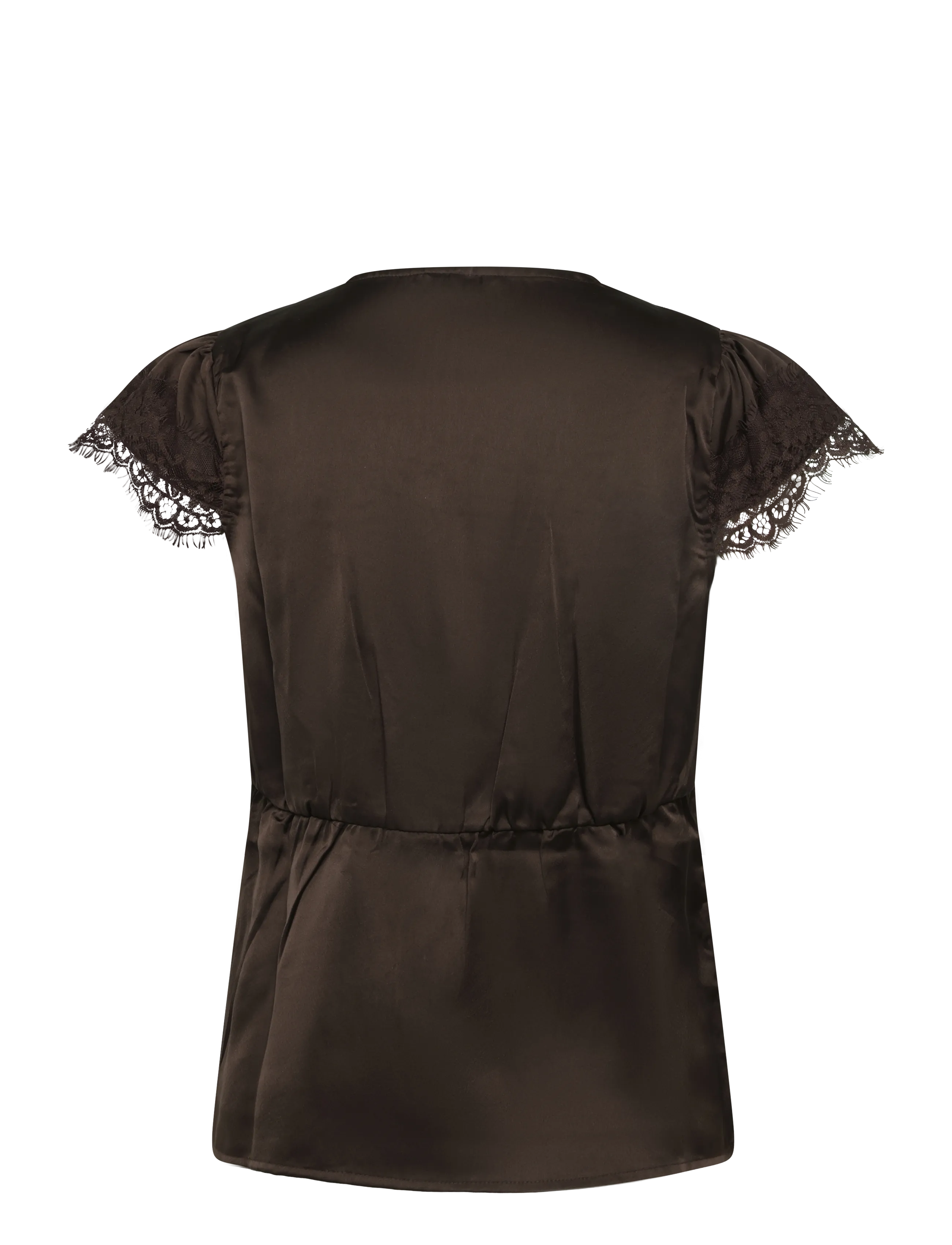 Bubbleroom - Satin Lace Blouse - brown - 2