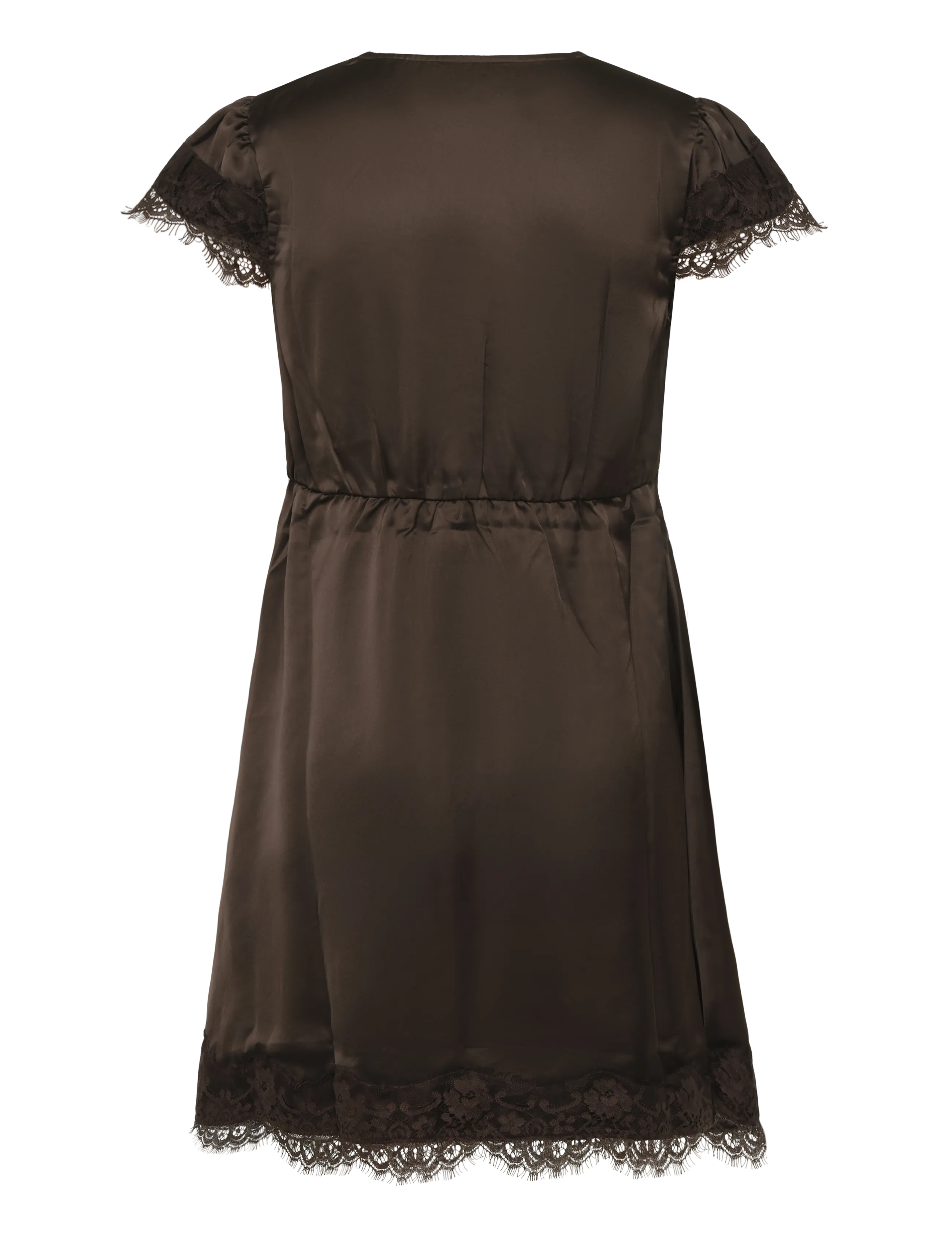 Bubbleroom - Satin Lace Mini Dress - brown - 2