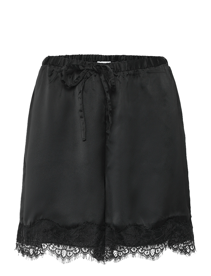 Bubbleroom - Satin Lace Shorts - natshorts - black - 1